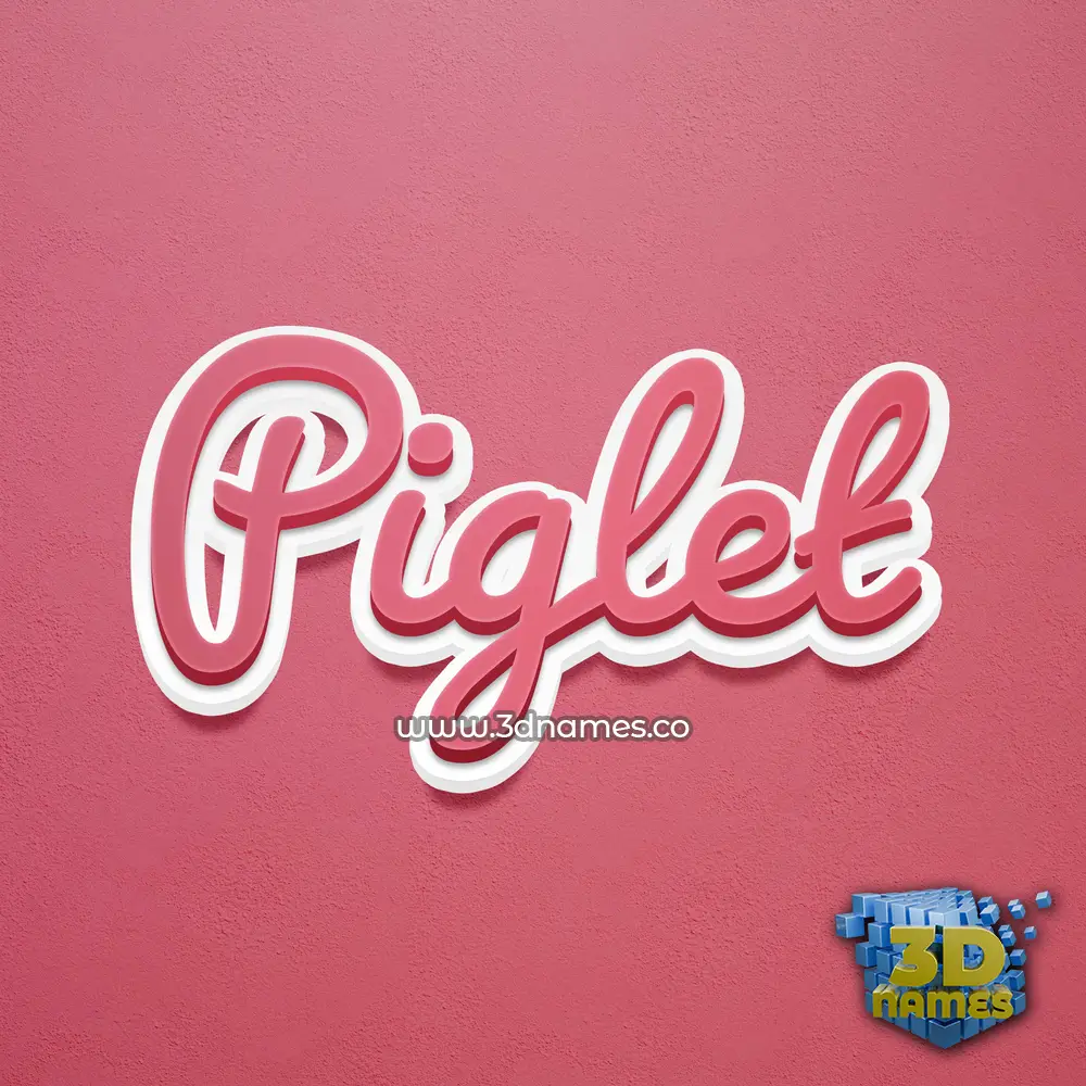 piglet in Red Scribble style - 3D name wallpaper