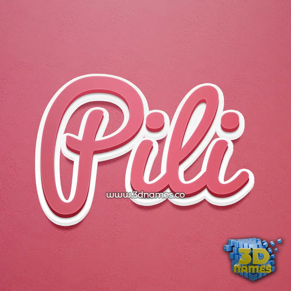 pili in Red Scribble style - 3D name wallpaper