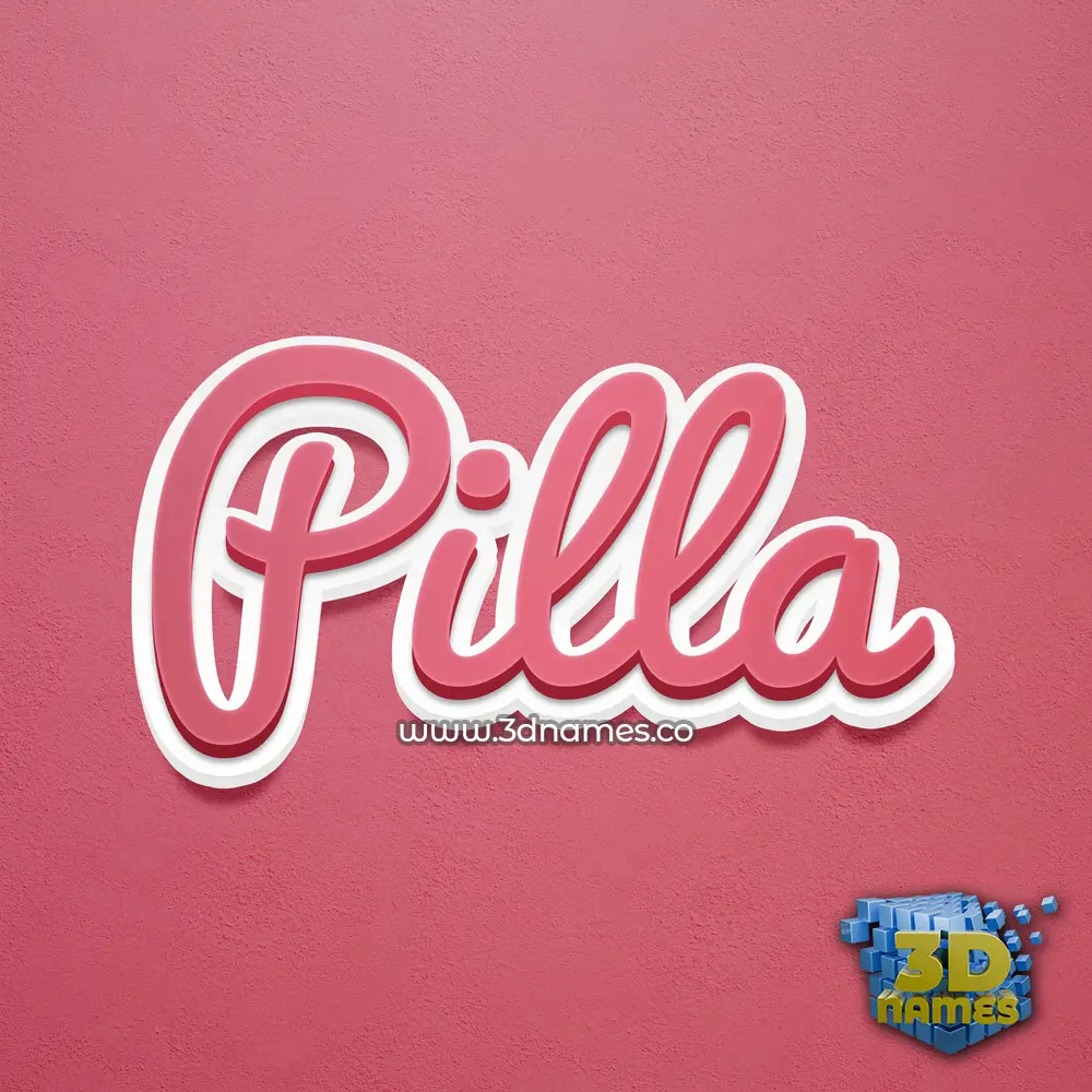 pilla in Red Scribble style - 3D name wallpaper