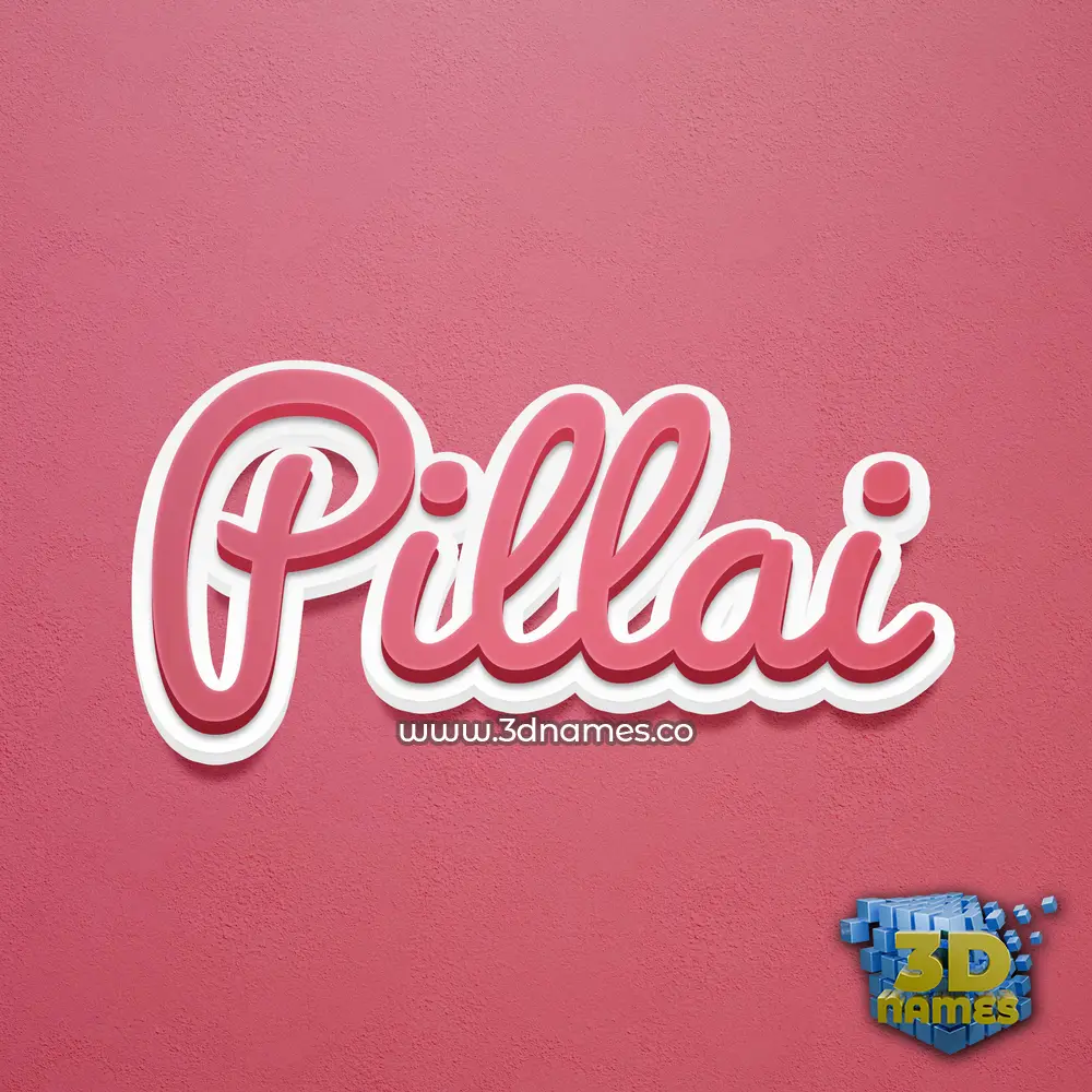 pillai in Red Scribble style - 3D name wallpaper
