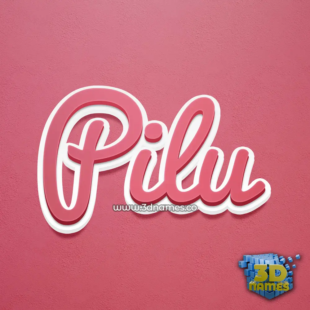 pilu in Red Scribble style - 3D name wallpaper