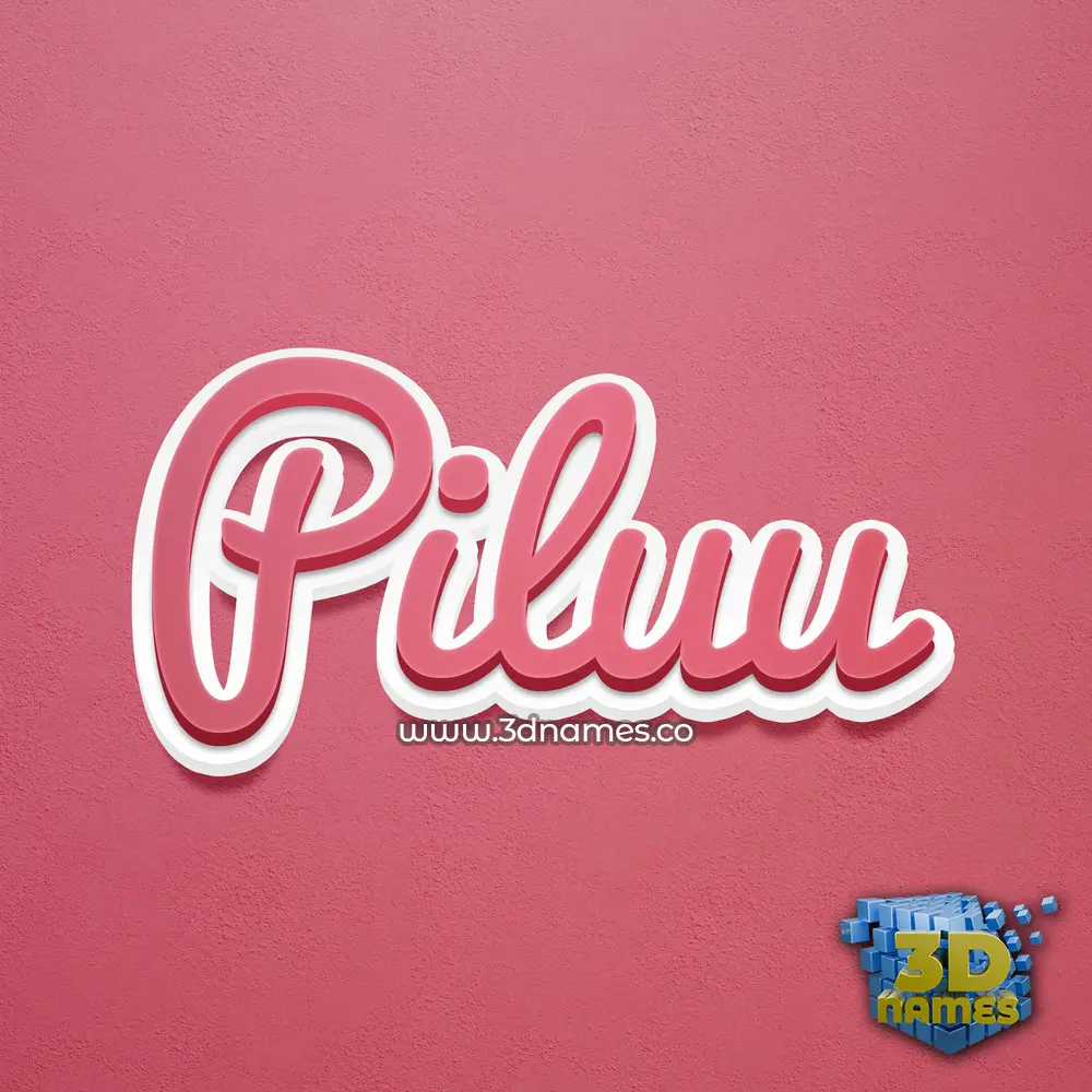 piluu in Red Scribble style - 3D name wallpaper
