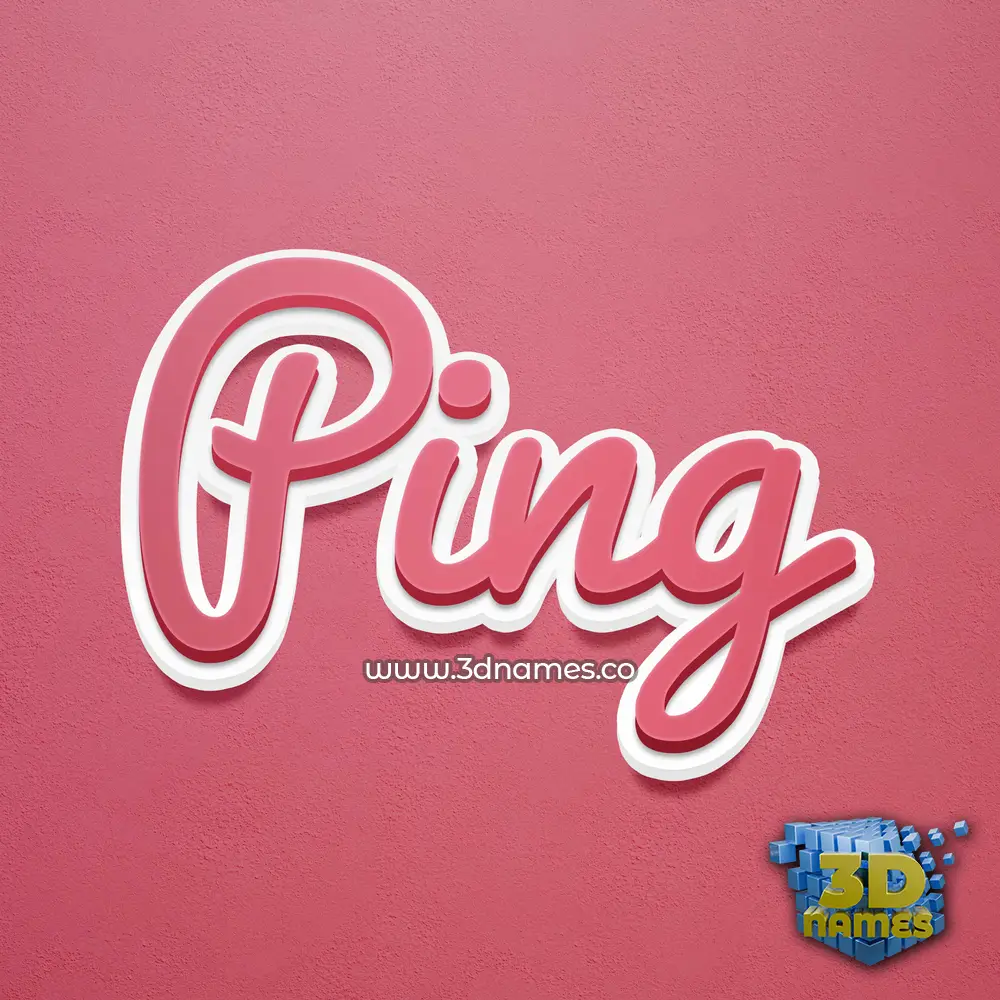 ping in Red Scribble style - 3D name wallpaper