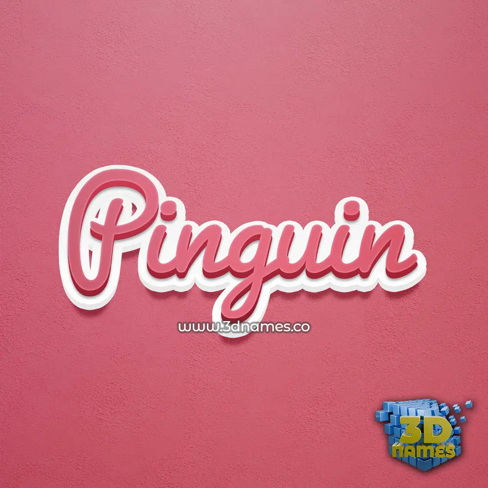 pinguin in Red Scribble style - 3D name wallpaper