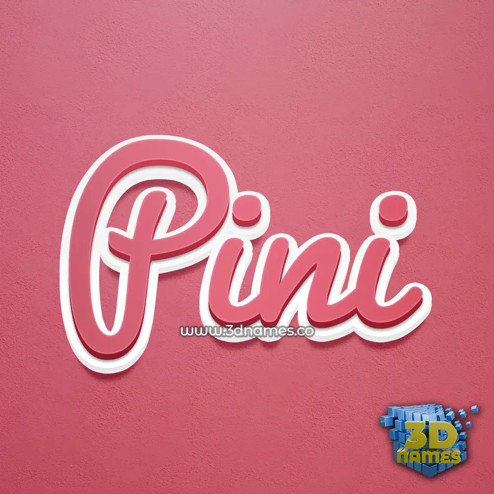 pini in Red Scribble style - 3D name wallpaper