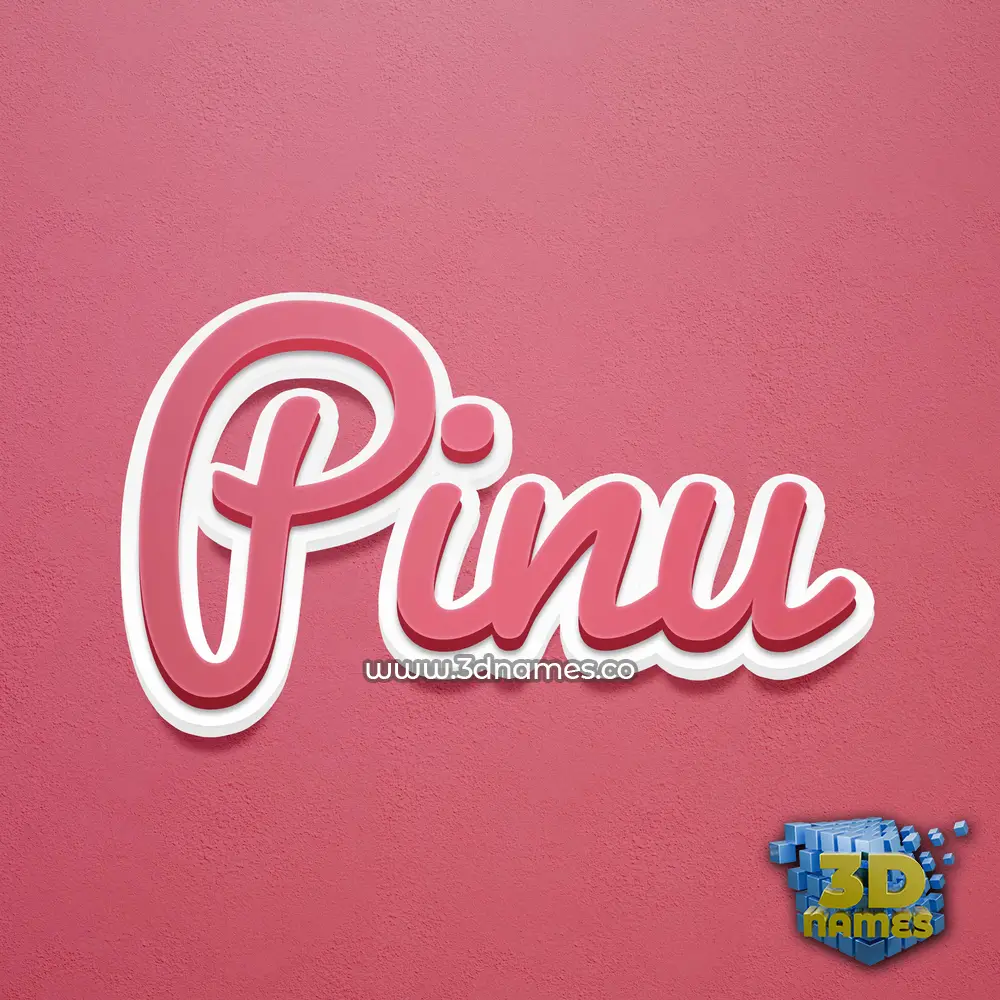 pinu in Red Scribble style - 3D name wallpaper