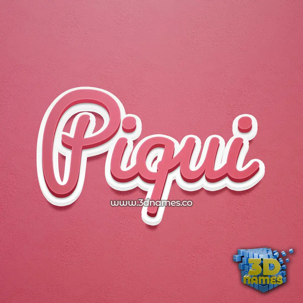 piqui in Red Scribble style - 3D name wallpaper