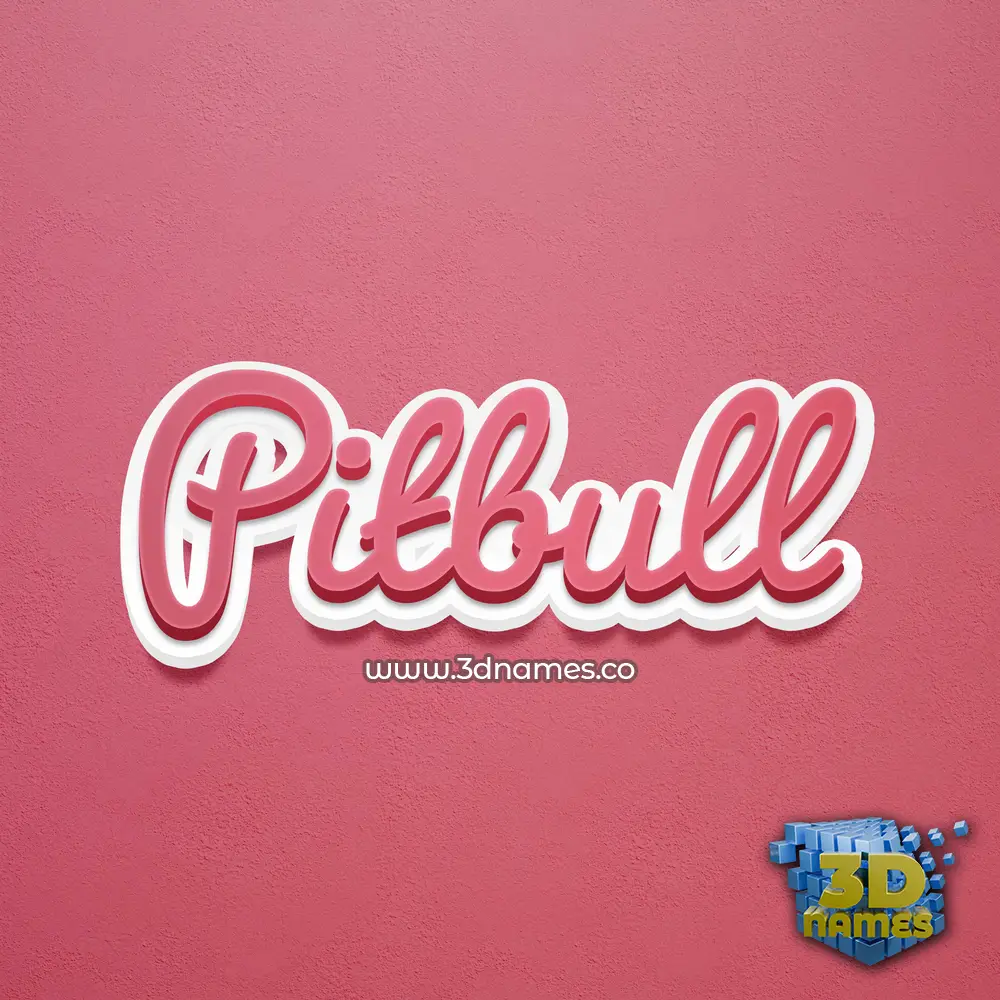 pitbull in Red Scribble style - 3D name wallpaper