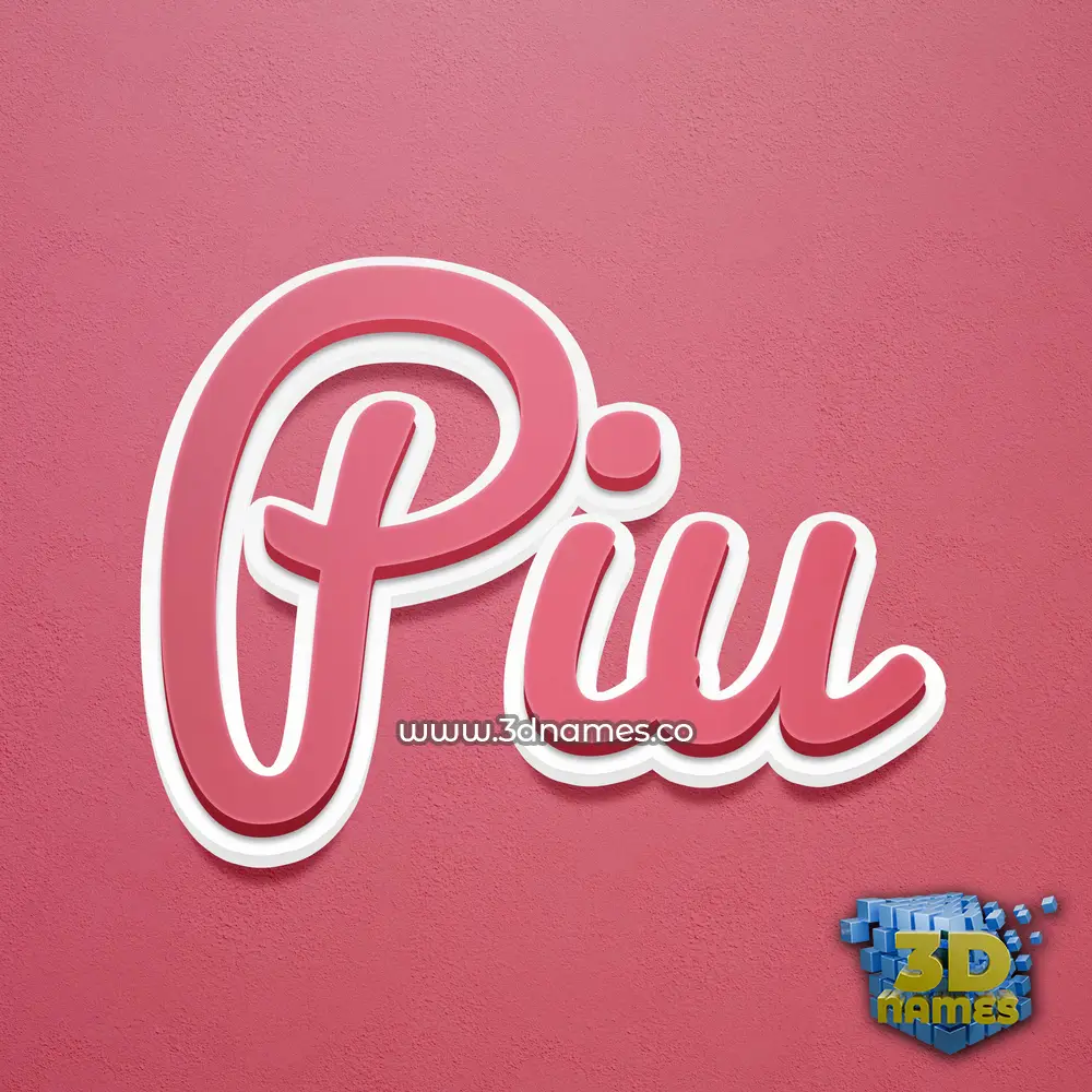 piu in Red Scribble style - 3D name wallpaper