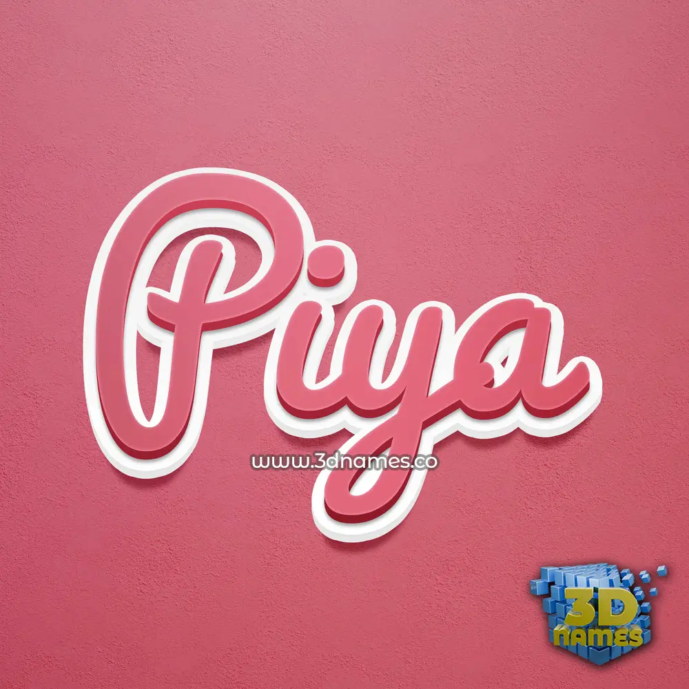 piya in Red Scribble style - 3D name wallpaper