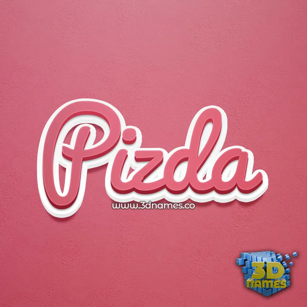 pizda in Red Scribble style - 3D name wallpaper