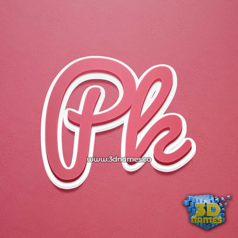 pk in Red Scribble style - 3D name wallpaper
