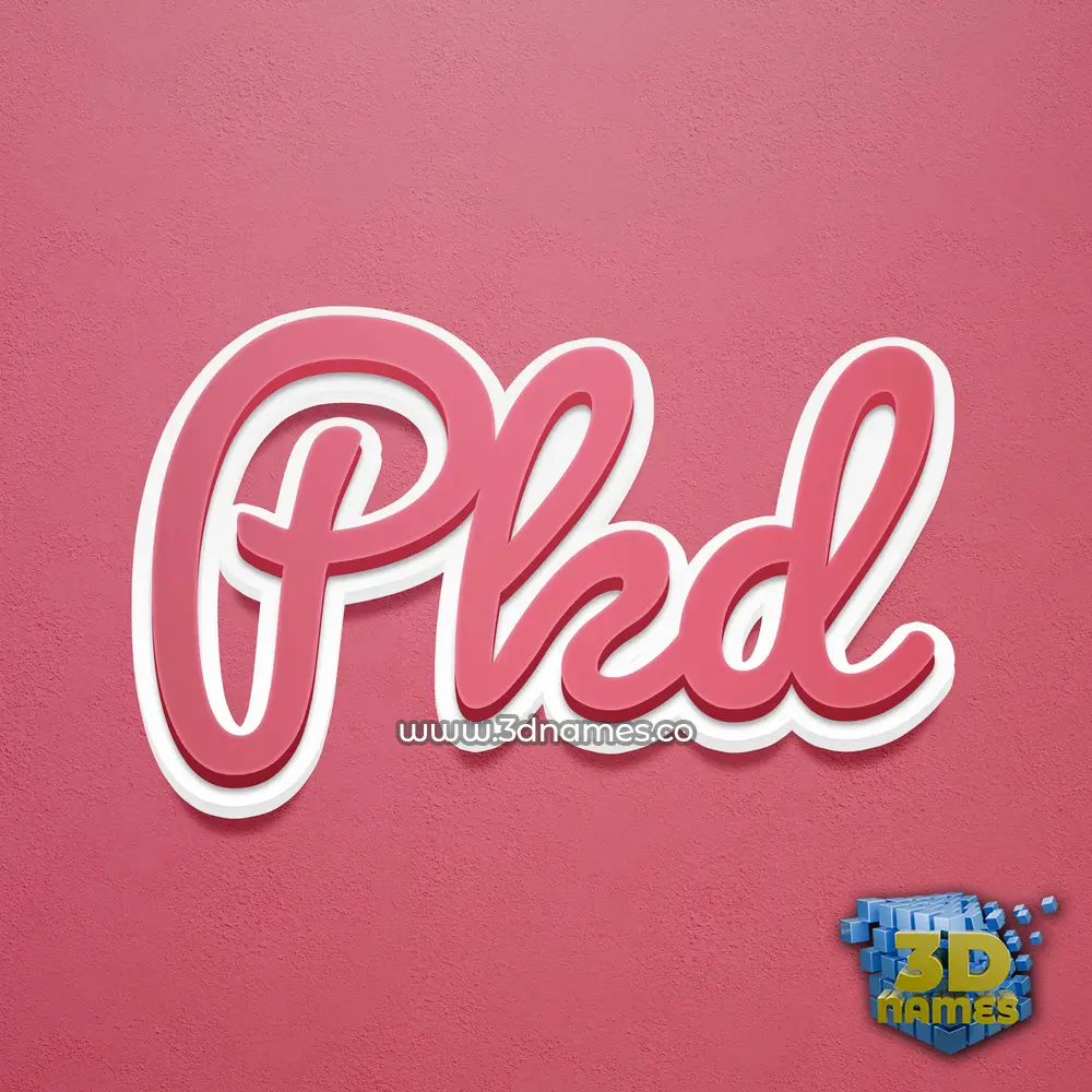 pkd in Red Scribble style - 3D name wallpaper