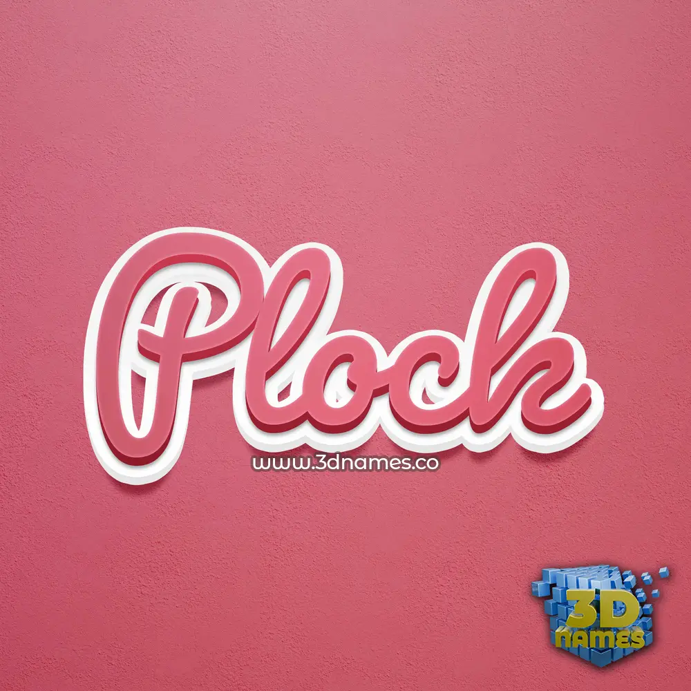 plock in Red Scribble style - 3D name wallpaper