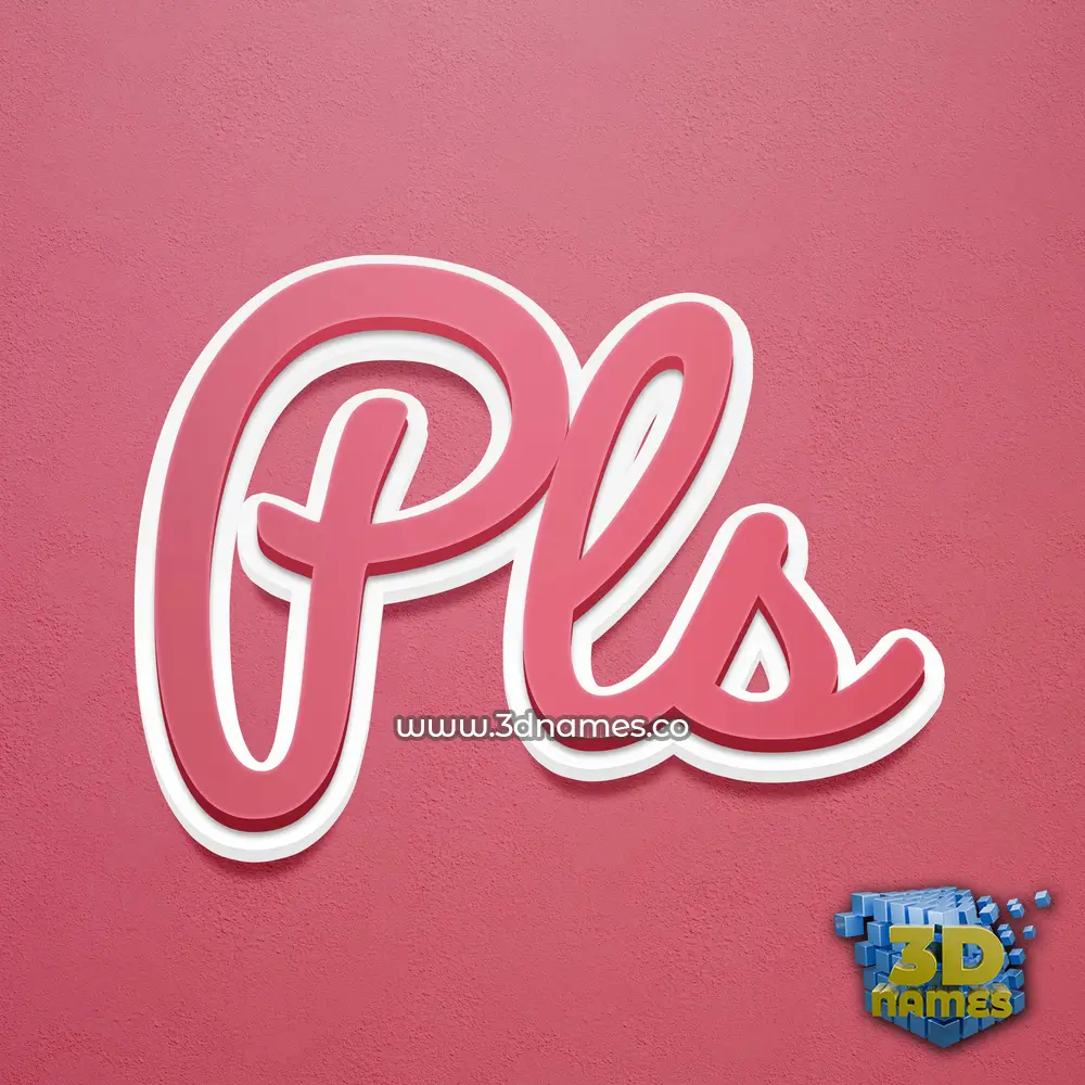 pls in Red Scribble style - 3D name wallpaper