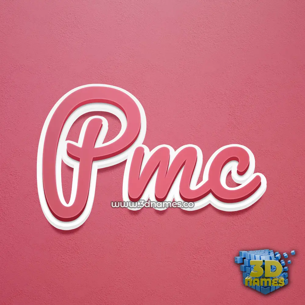 pmc in Red Scribble style - 3D name wallpaper