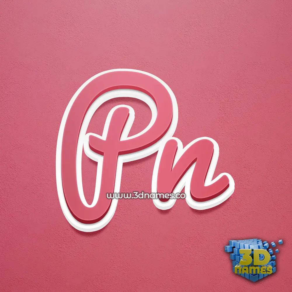 pn in Red Scribble style - 3D name wallpaper