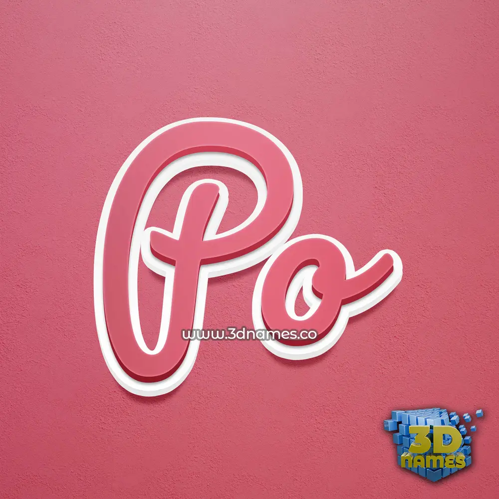 po in Red Scribble style - 3D name wallpaper