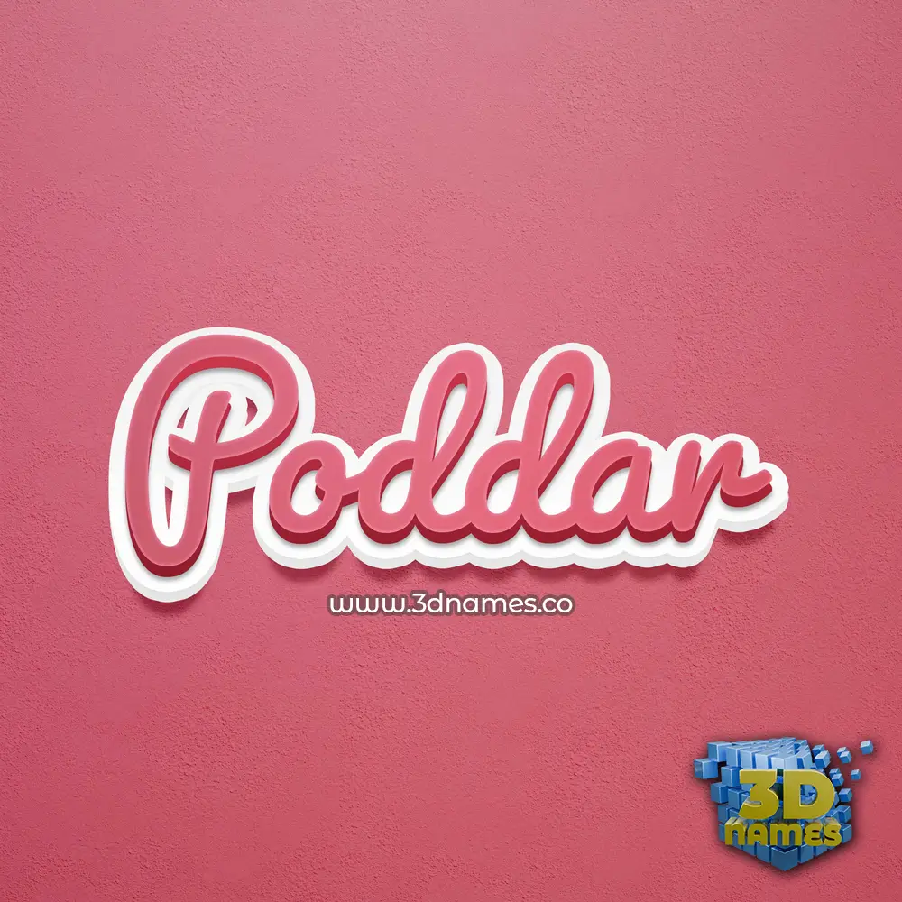 poddar in Red Scribble style - 3D name wallpaper