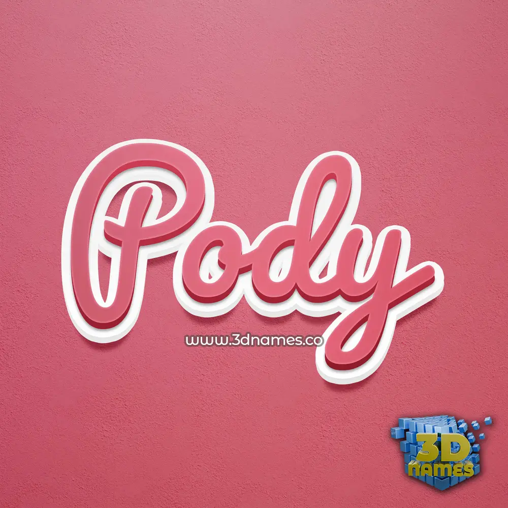 pody in Red Scribble style - 3D name wallpaper