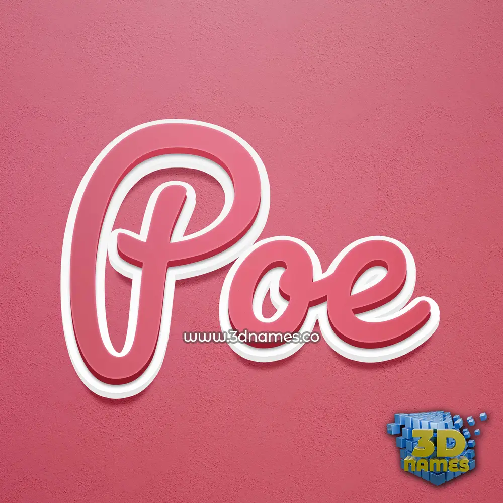 poe in Red Scribble style - 3D name wallpaper