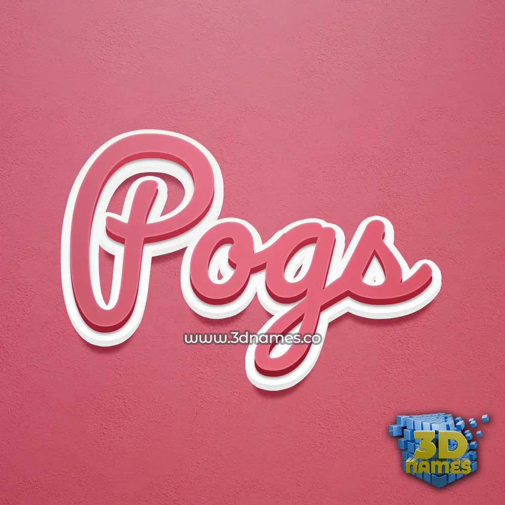 pogs in Red Scribble style - 3D name wallpaper
