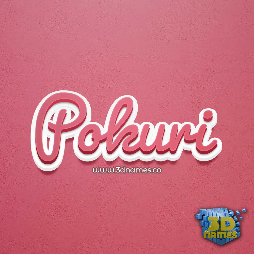 pokuri in Red Scribble style - 3D name wallpaper