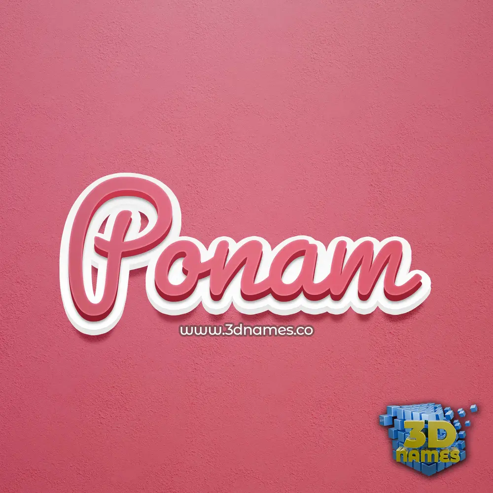 ponam in Red Scribble style - 3D name wallpaper