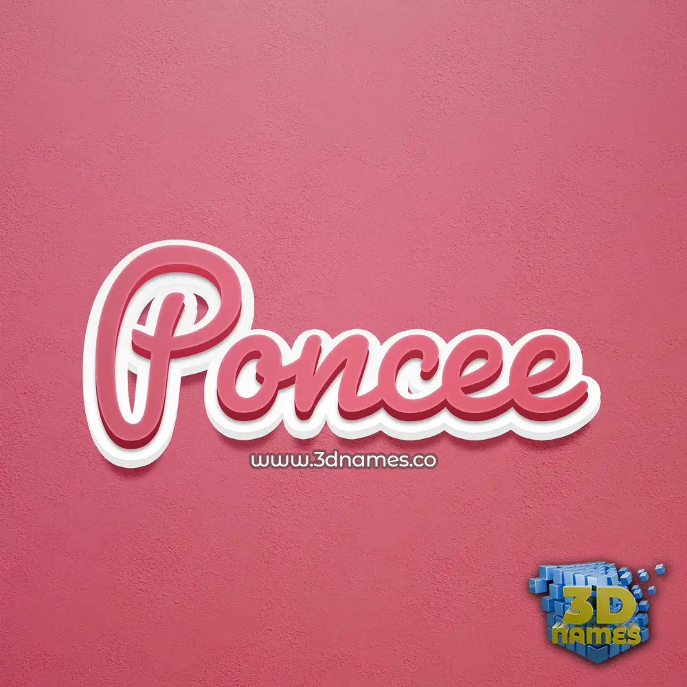 poncee in Red Scribble style - 3D name wallpaper