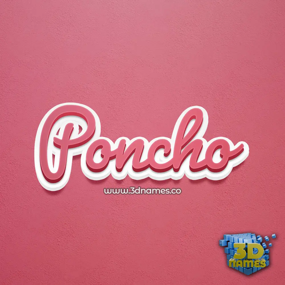 poncho in Red Scribble style - 3D name wallpaper