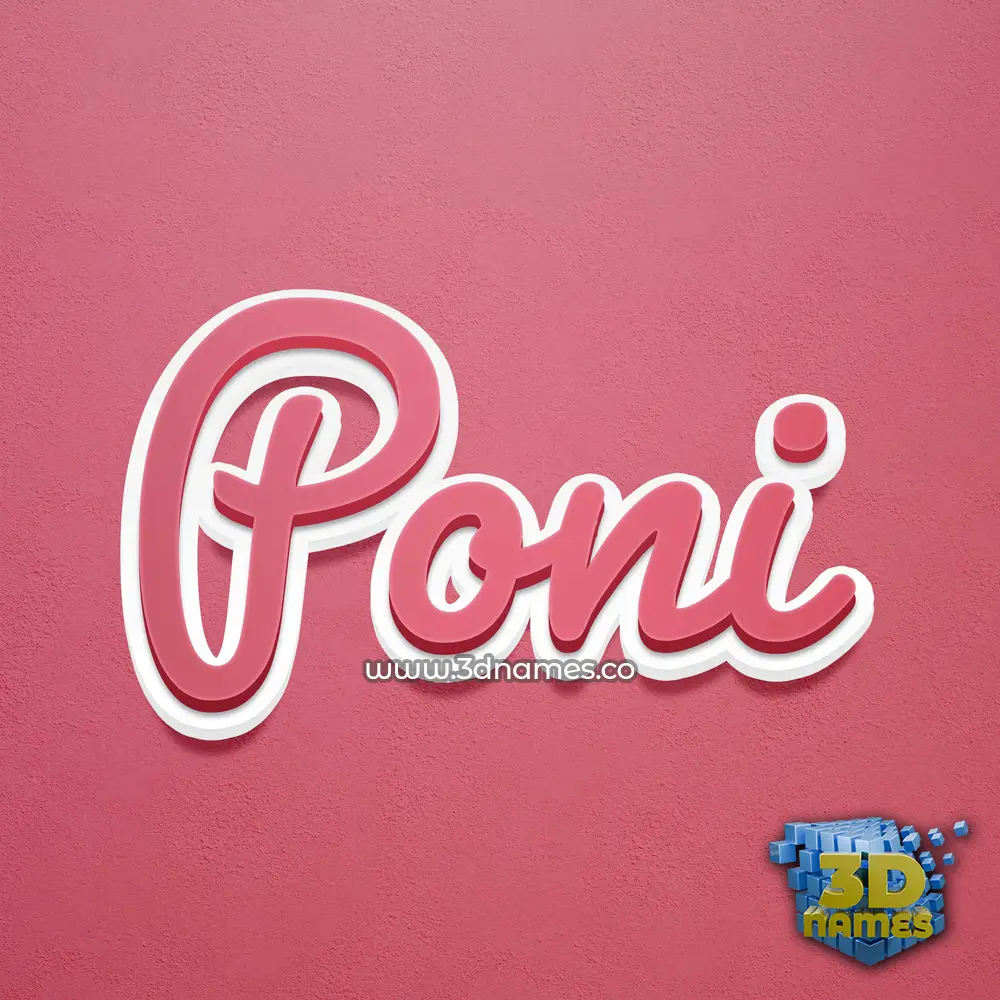poni in Red Scribble style - 3D name wallpaper