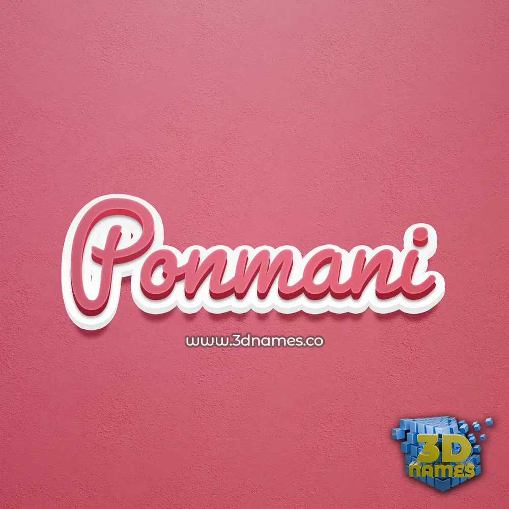ponmani in Red Scribble style - 3D name wallpaper