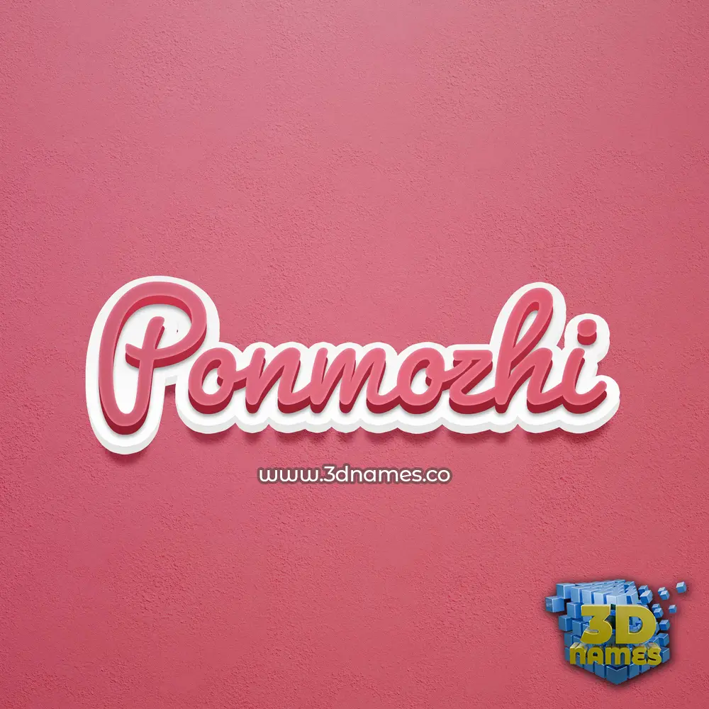 ponmozhi in Red Scribble style - 3D name wallpaper