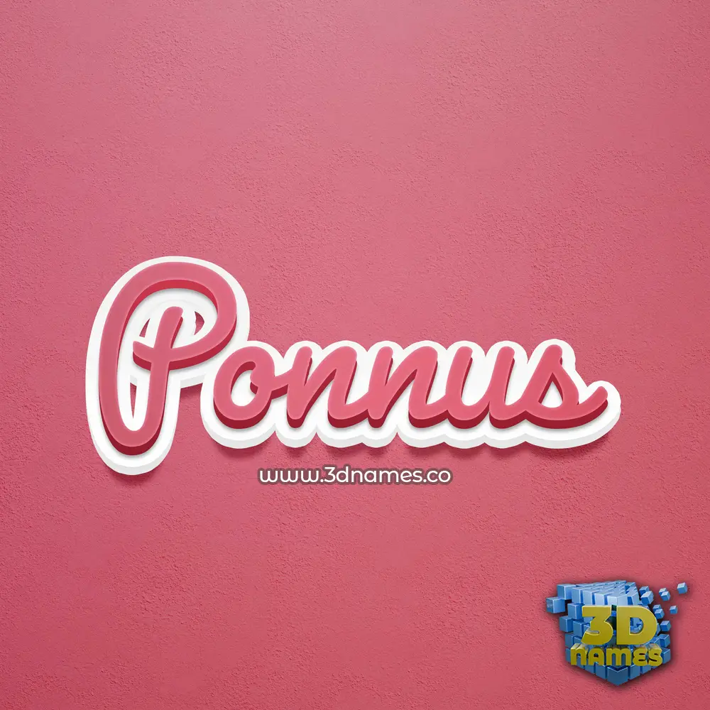 ponnus in Red Scribble style - 3D name wallpaper