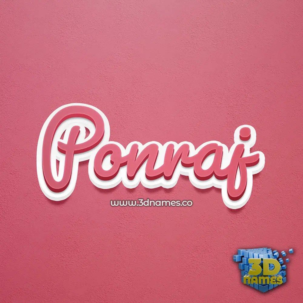 ponraj in Red Scribble style - 3D name wallpaper