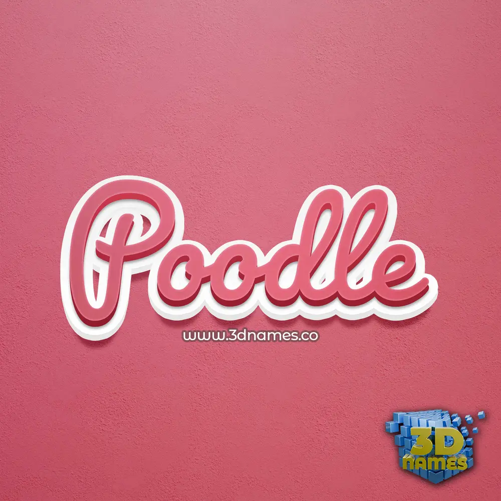 poodle in Red Scribble style - 3D name wallpaper
