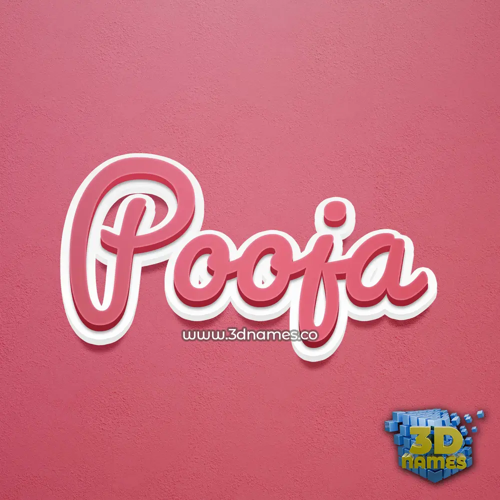 pooja in Red Scribble style - 3D name wallpaper