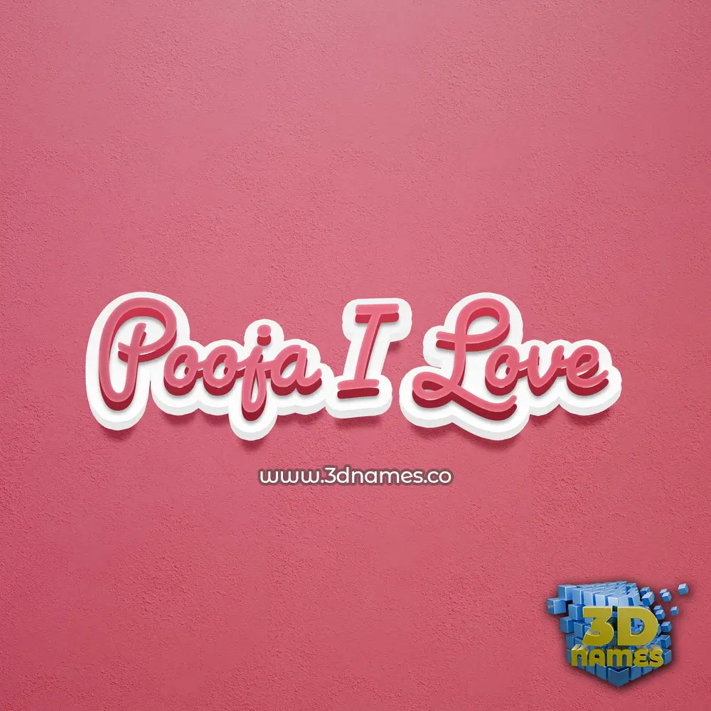 pooja i love in Red Scribble style - 3D name wallpaper