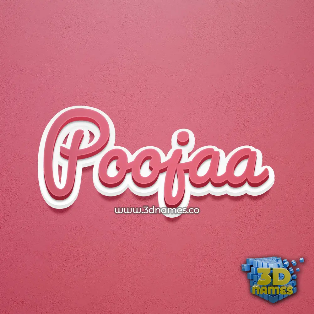 poojaa in Red Scribble style - 3D name wallpaper