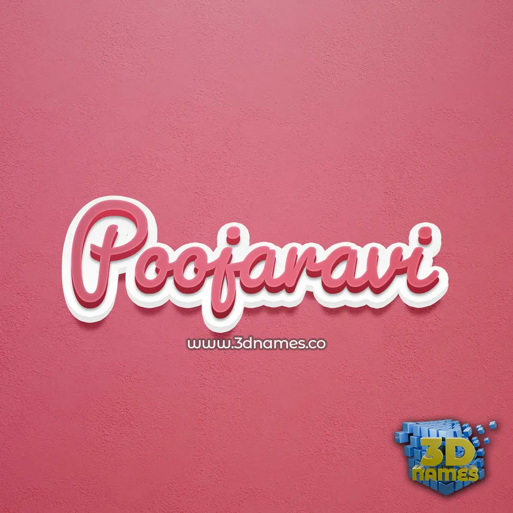 poojaravi in Red Scribble style - 3D name wallpaper