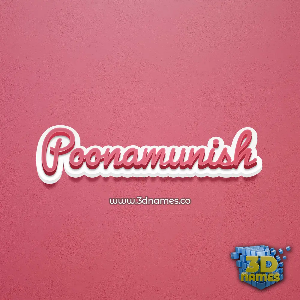 poonamunish in Red Scribble style - 3D name wallpaper