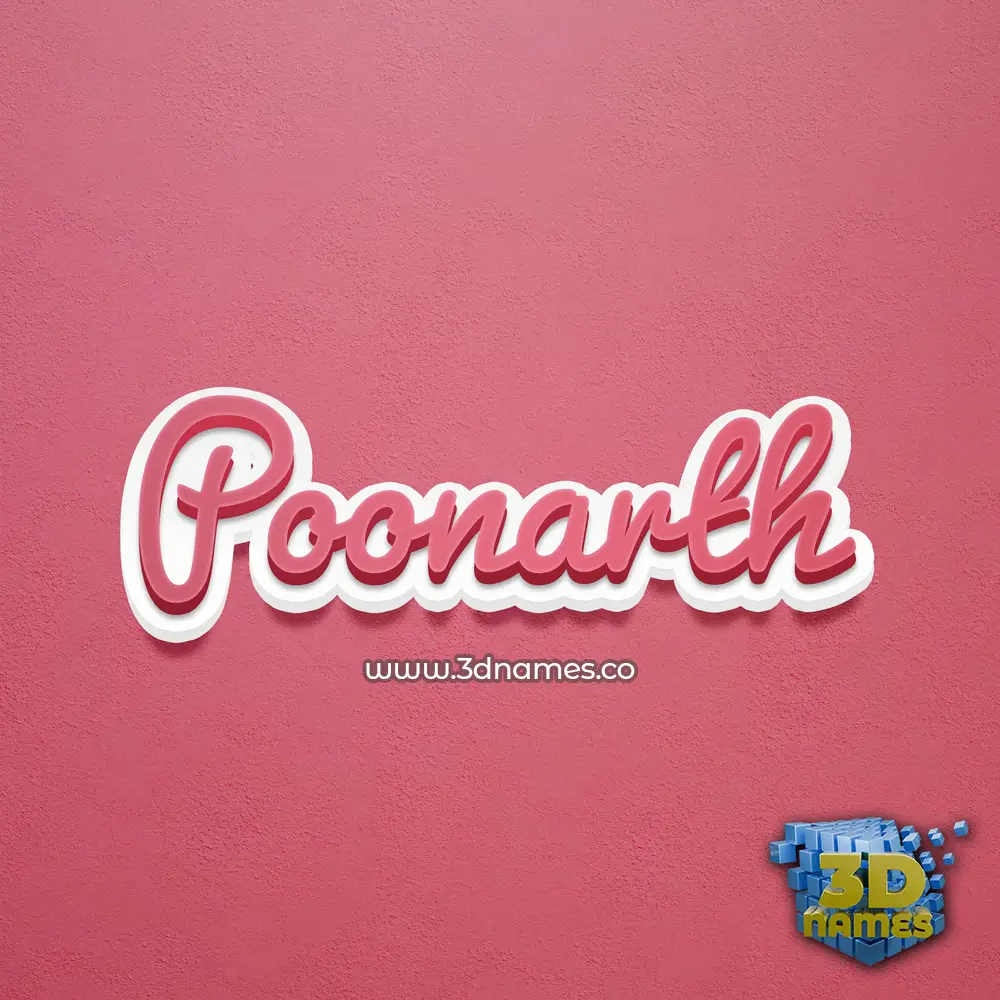 poonarth in Red Scribble style - 3D name wallpaper