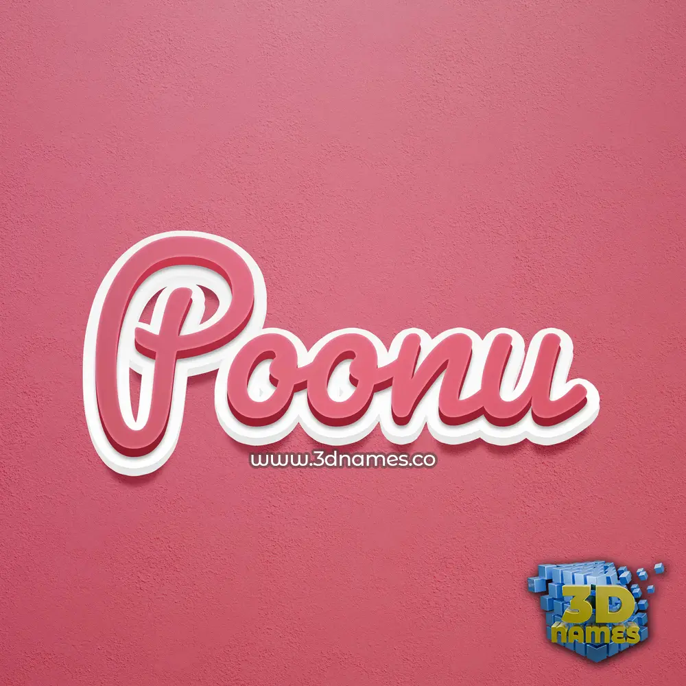 poonu in Red Scribble style - 3D name wallpaper