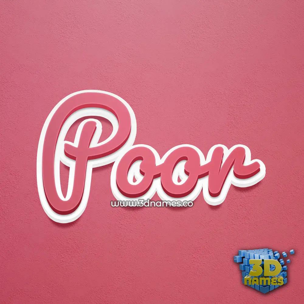 poor in Red Scribble style - 3D name wallpaper