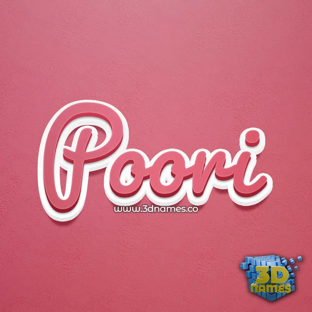 poori in Red Scribble style - 3D name wallpaper