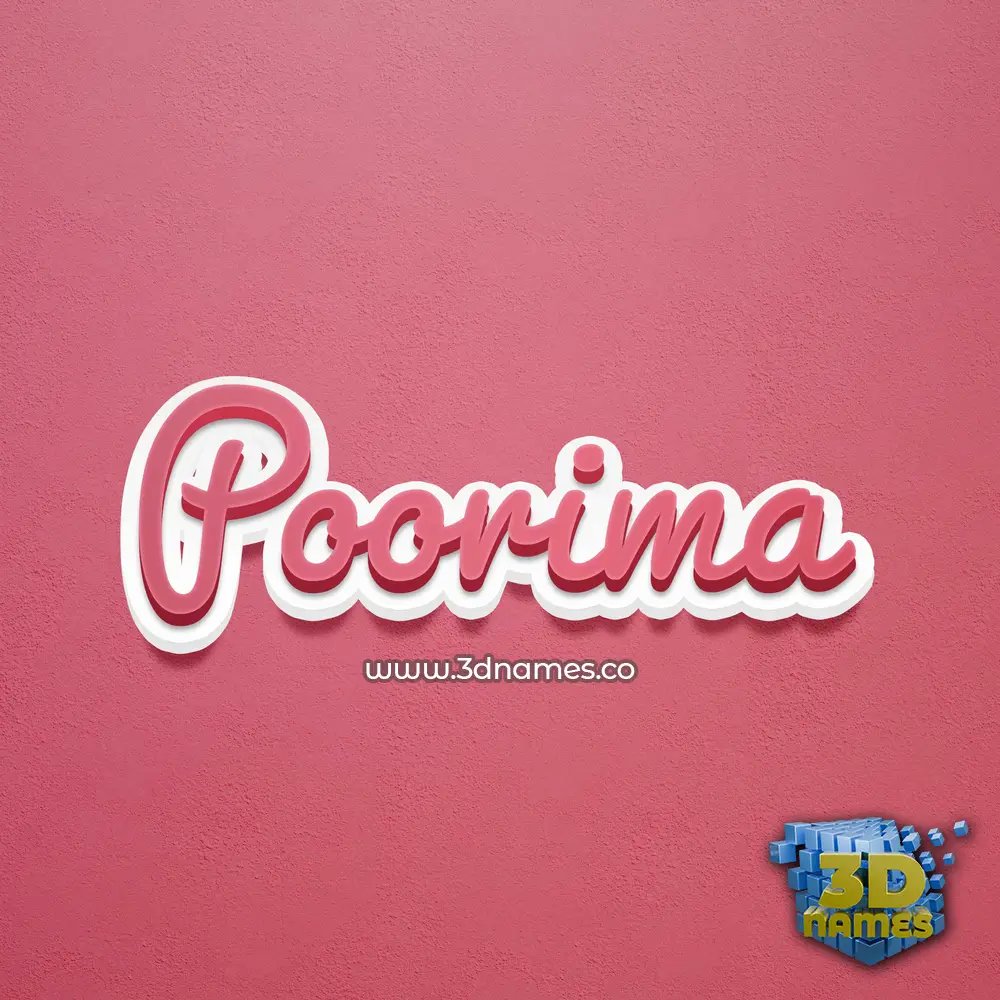 poorima in Red Scribble style - 3D name wallpaper