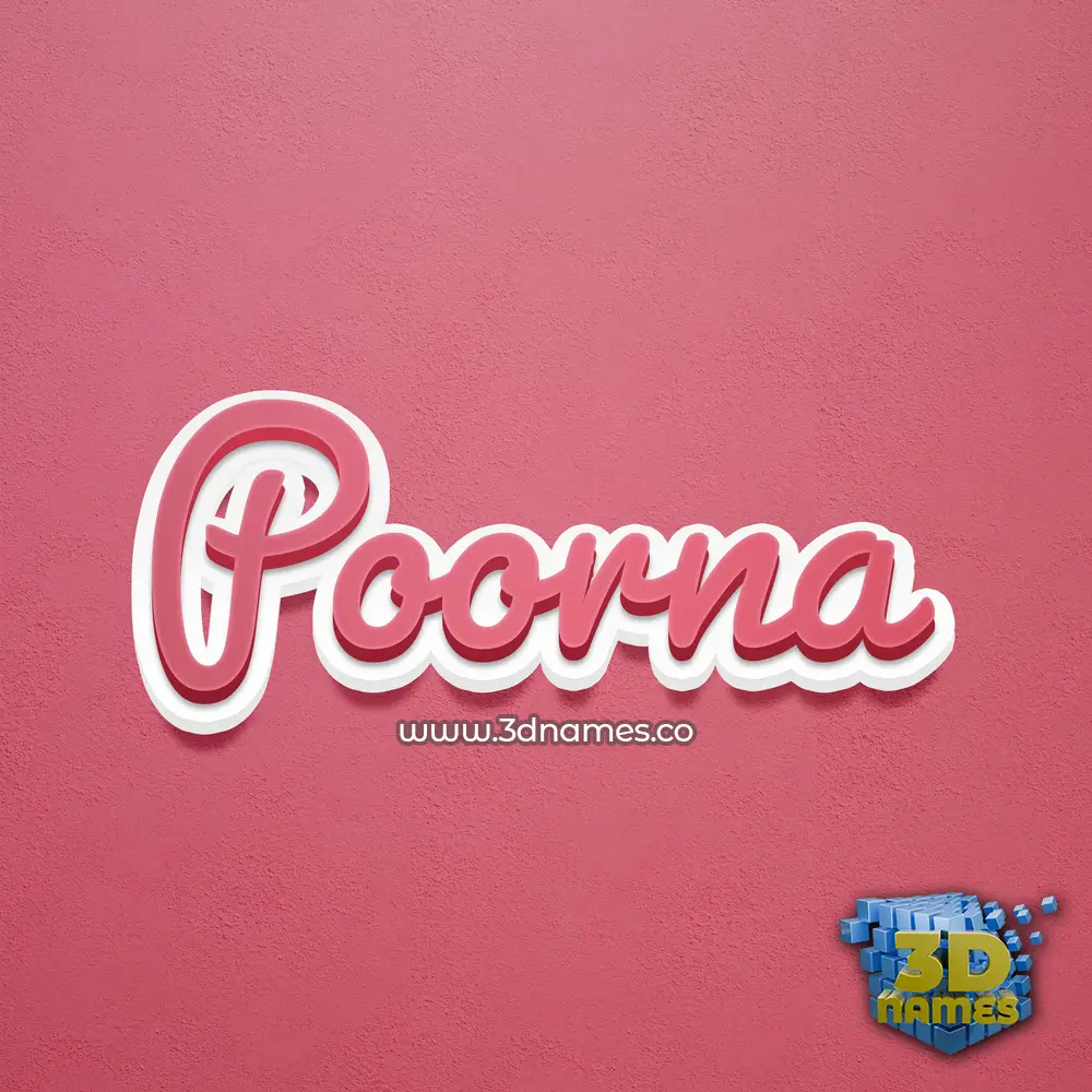 poorna in Red Scribble style - 3D name wallpaper