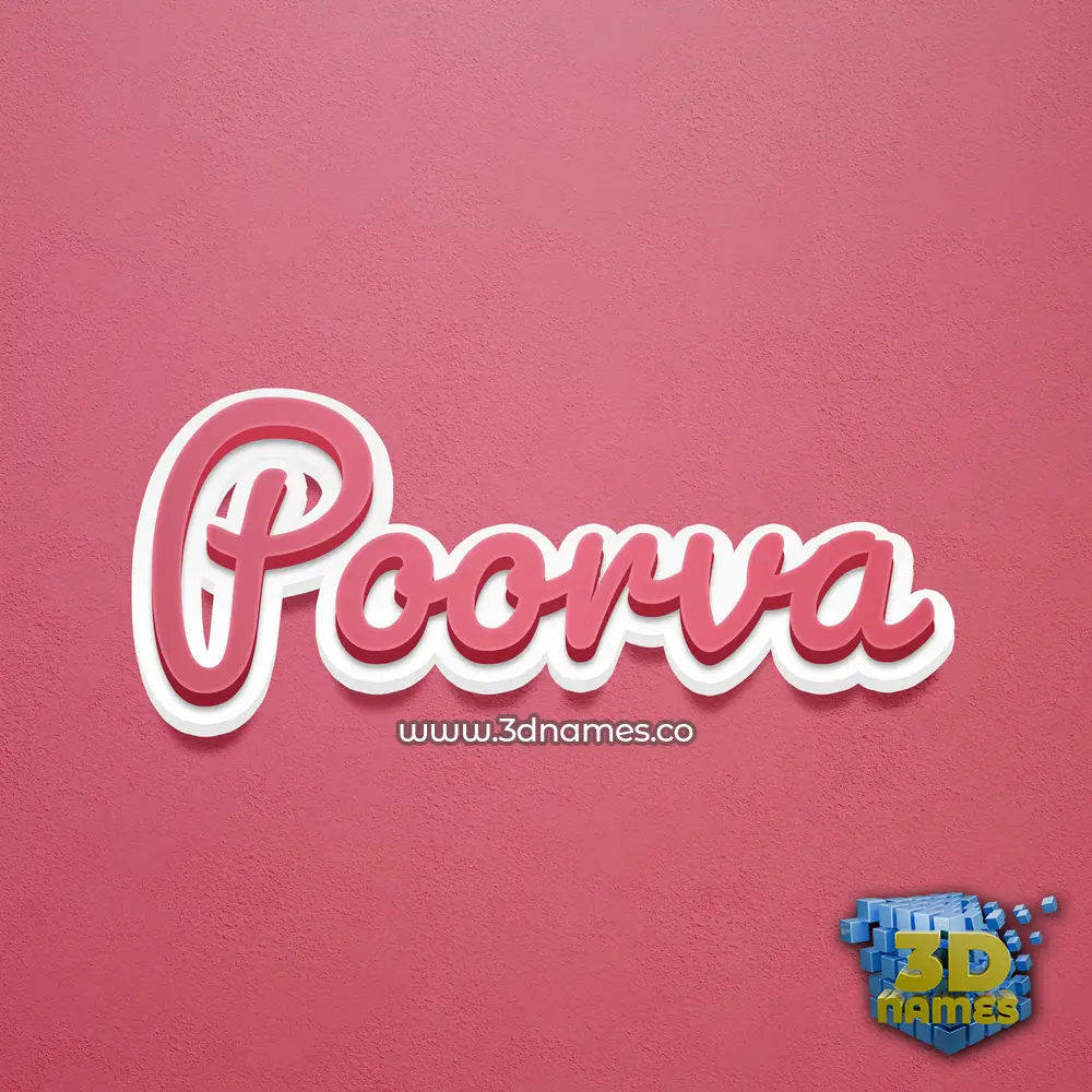 poorva in Red Scribble style - 3D name wallpaper