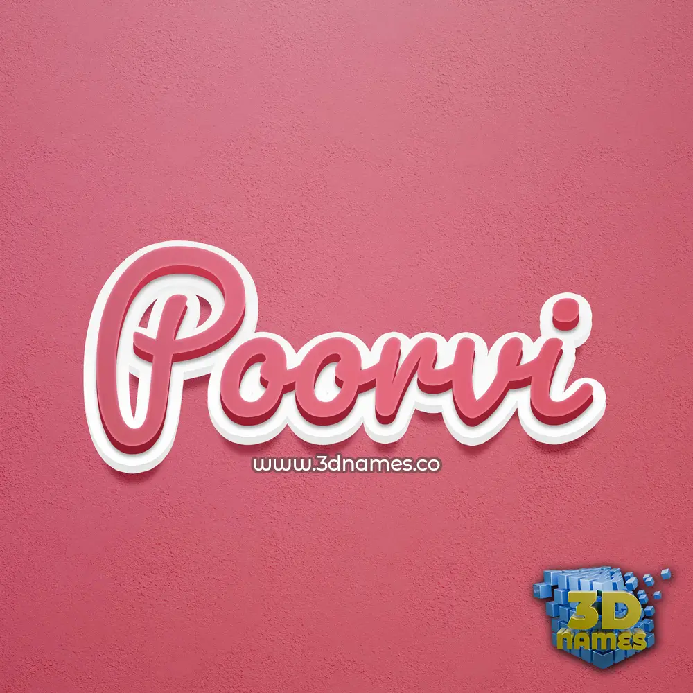 poorvi in Red Scribble style - 3D name wallpaper