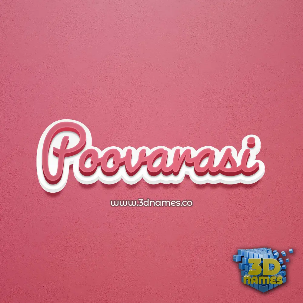 poovarasi in Red Scribble style - 3D name wallpaper